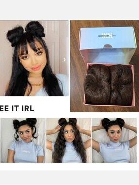 INSERT NAME HERE INH MILEY HAIR SPACE BUNS CHOCOLATE BROWN NEW IN BOX